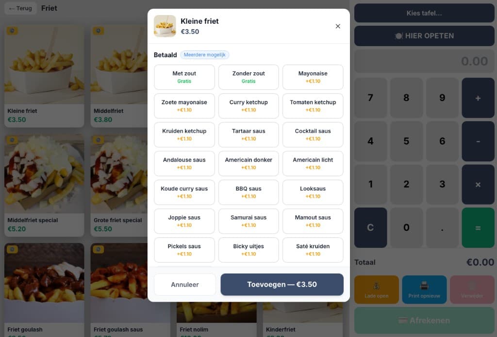 Vysion kassa layout voor kapper en salon
